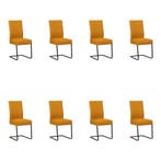Set van 8 Leren eetkamerstoelen Remix - Toledo Leem, Ophalen of Verzenden, Nieuw, Leer, Eén