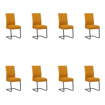 Set van 8 Leren eetkamerstoelen Remix - Toledo Leem, Ophalen of Verzenden, Nieuw, Leer, Eén