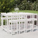 vidaXL 9-delige Barset massief grenenhout wit, Tuin en Terras, Verzenden, Nieuw