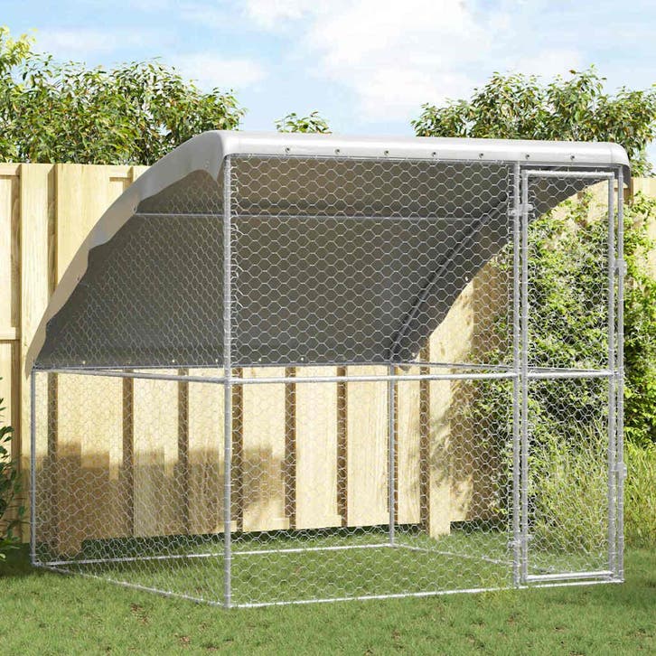 vidaXL Hondenhok met opslag Zilver 2 x 2 x 2 m, Animaux & Accessoires, Caisses pour chiens, Envoi