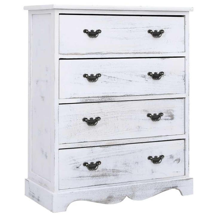vidaXL Ladekast 60x30x75 cm hout wit, Huis en Inrichting, Kasten | Dressoirs, Nieuw, Verzenden
