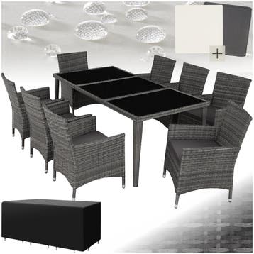 Aluminium wicker zitgroep Menorca 8+1 met beschermhoes, Tuin en Terras, Verzenden, Nieuw