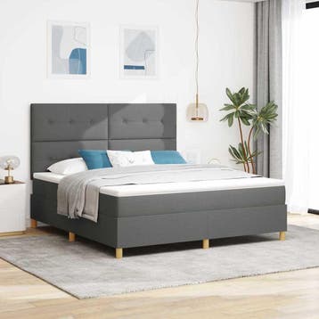 vidaXL LED Box Spring Bed met hoofdeinde Donkergrijs 180 x, Maison & Meubles, Chambre à coucher | Lits, Verzenden