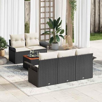 vidaXL Tuinbank Set 6 st 5-Aantal zitplaatsen Zwart en Crème, Tuin en Terras, Verzenden, Nieuw