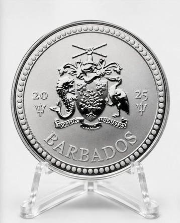 Barbados. 1 Dollar 2025 – Trident – 1 oz Silver coin – Ag, Postzegels en Munten, Munten | Europa | Niet-Euromunten