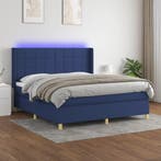vidaXL Boxspring met matras en LED stof blauw 180x200 cm, Huis en Inrichting, Verzenden, Nieuw