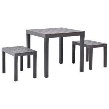 vidaXL Tuintafel met 2 banken kunststof bruin, Verzenden