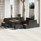 vidaXL Tuinbank Set 13 pcs Zwart Poly Riet en Poedergecoat, Verzenden, Nieuw