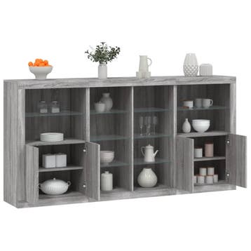 vidaXL Dressoir met LED-verlichting 202x37x100 cm grijs, Huis en Inrichting, Kasten | Dressoirs, Verzenden, Nieuw