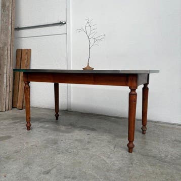 Tafel - Hout, Staal - Houten tafel met gedraaide poten, blad
