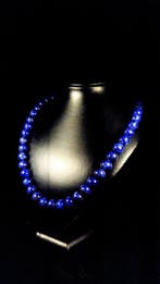 Blauwe lapis lazuli-ketting Ronde kralen - Hoogte: 55 cm -