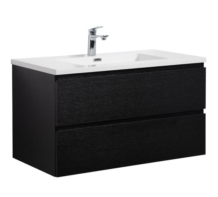 Badkamermeubel Set Angela 90cm Zwart Houtnerf  Badmeubel, Maison & Meubles, Salle de bain | Meubles de Salle de bain, Envoi