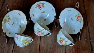 Herend - Koffieservies (6) - Been - Herend handgeschilderd