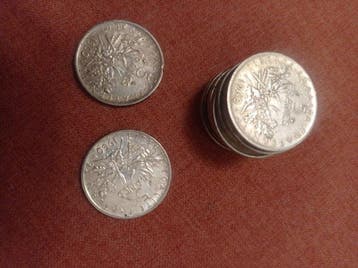 Frankrijk. 5 Francs Semeuse (lot de 18 monnaies en argent), Postzegels en Munten