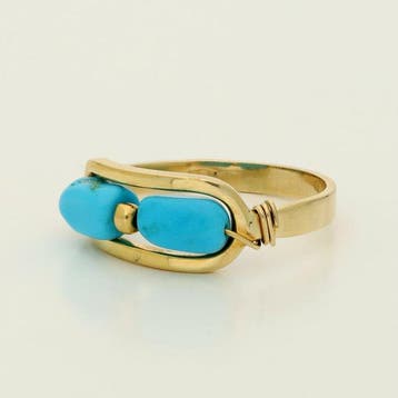 Bague - 14 carats Or jaune - turquoise, Bijoux, Sacs & Beauté