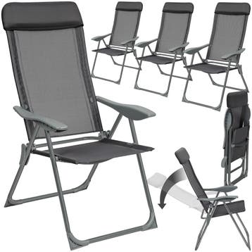 4 opvouwbare aluminium tuinstoelen met rugleuning, Verzenden, Nieuw