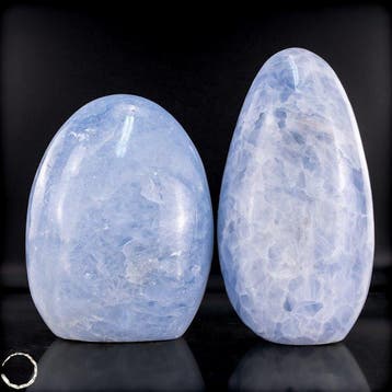 Zeldzame natuurlijke blauw-calciet bolletjesset – 2 met de, Nieuw