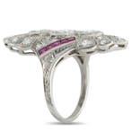 Bague Platine, Anneau Art Déco en platine avec diamant de
