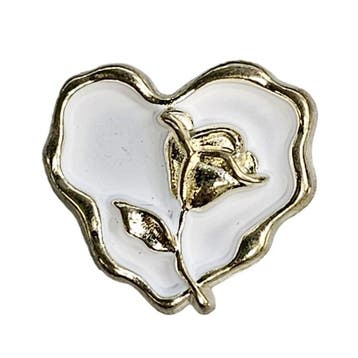Fako Bijoux - Magnetische Mini Broche - Hart Met Roos Wit -, Verzenden