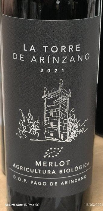 2021 La Torre de Arínzano, Merlot Agricultura Biologica -, Nieuw