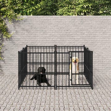 vidaXL Hondenkennel voor buiten 3,75 m² staal, Verzenden, Nieuw