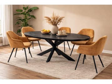 Veiling - Eettafel Villa Ovaal 240 x 120 - Hout - Matrixpoot, Huis en Inrichting, Nieuw