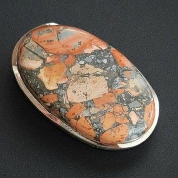 Bague en jaspe Maligano et argent massif 925. Taille 58 E.U.