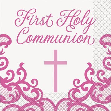 Communie Servetten Roze First Holy Communie 16st, Verzenden, Nieuw