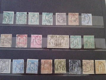 France 1876/1898 - Lot Timbres France Sage Type 1 et 2 cote, Gestempeld