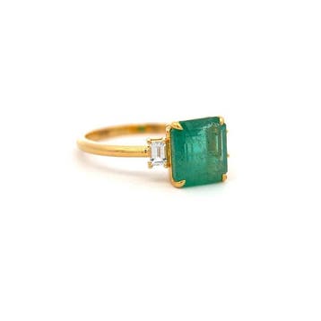 Bague - 14 carats Or jaune - 2.25ct. tw. Émeraude - Saphir, Bijoux, Sacs & Beauté
