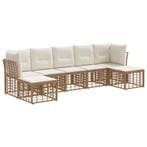 vidaXL Buiten bank set met kussen 4 pcs Naturel Polyester, Verzenden