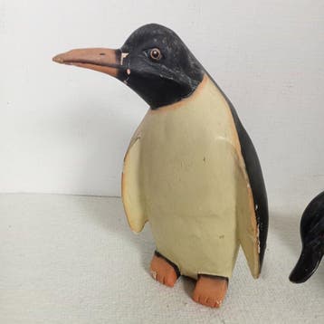 Lokeend - Lokeenden met pinguïn (10) - Hout, Handbeschilderd