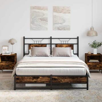 vidaXL Bedframe zonder matras hout gerookt eikenkleurig, Verzenden