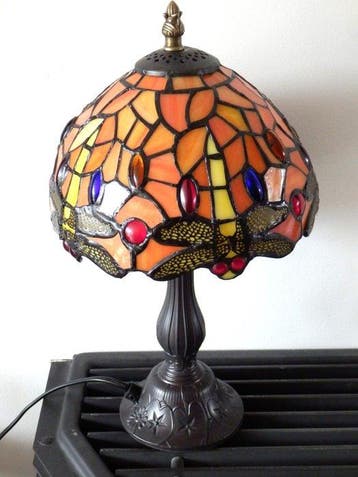 Fraaie Tiffany tafellamp Oranje in Art Nouveau stijl - Lampe