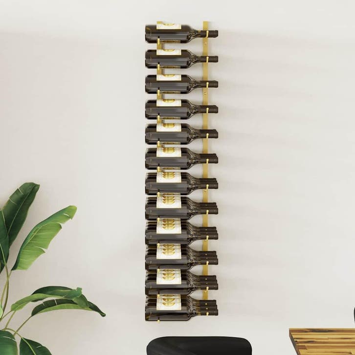 vidaXL Wijnrek voor 36 flessen wandmontage ijzer goudkleurig, Huis en Inrichting, Woonaccessoires | Wijnrekken, Nieuw, Verzenden