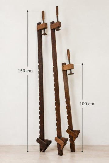 Outil de travail Antique - Longs serre-joints en bois avec