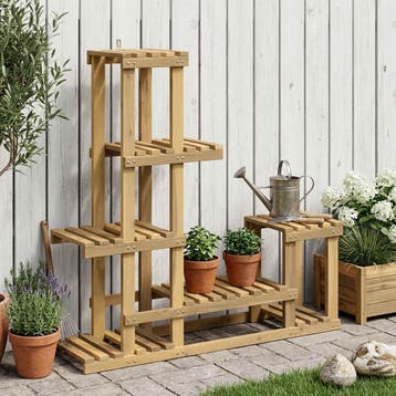 vidaXL Plantenstand Wit 93,5 x 25 x 91,5 cm Massief Acacia, Verzenden