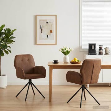 vidaXL Draaikrukken 2 st Kunst Suède Leer Bruin 54 x 55 x 86, Huis en Inrichting, Stoelen, Verzenden, Nieuw