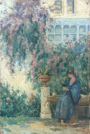 Ulisse Caputo (1872-1948) - Donna in Giardino