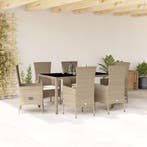 vidaXL 7-delige Tuinset met kussens poly rattan beige, Verzenden, Nieuw, Tuinset