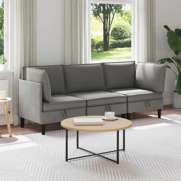 vidaXL Woonkamer Meubelset 3 st Donkergrijs Stof, Verzenden, Nieuw