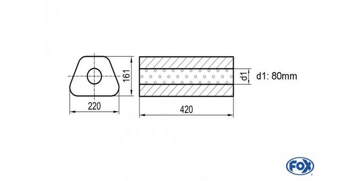 FOX Uni-demper trapezium zonder mof - verwerking 644 220x161, Autos : Pièces & Accessoires, Systèmes d'échappement, Envoi