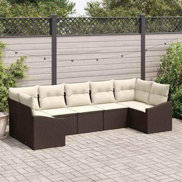 vidaXL Bankstel 7 st Bruin poly rattan, Verzenden, Nieuw