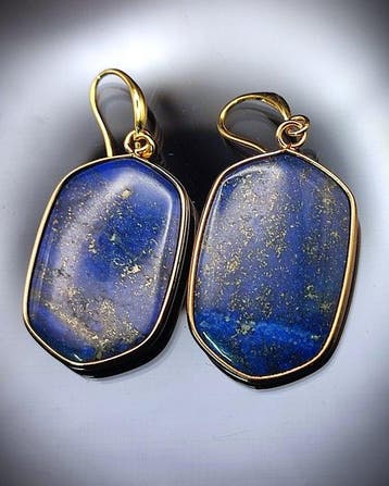 Prachtige eersteklas lapis lazuli handgemaakte oorbellen –