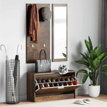 vidaXL Schoenenkastset 3-in-1 bewerkt hout sonoma, Maison & Meubles, Verzenden