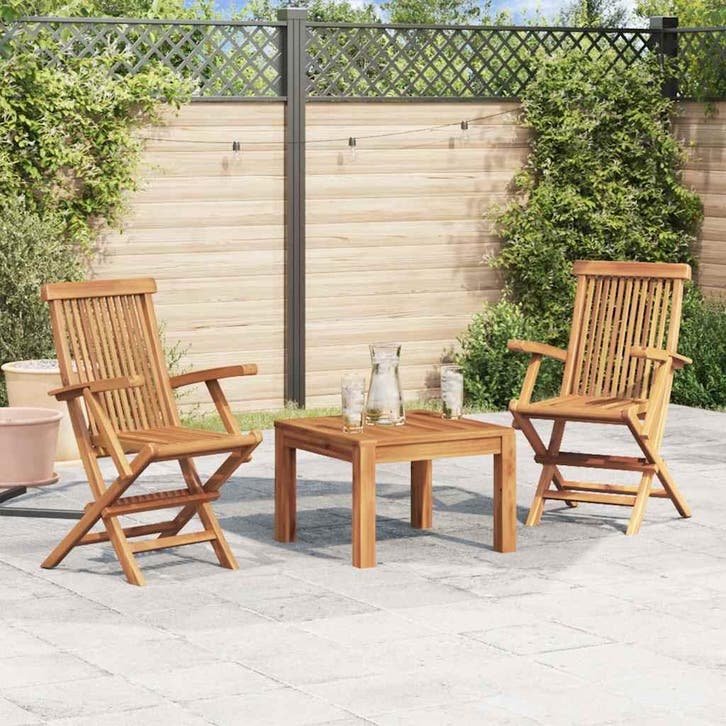 vidaXL Tuinstoelen inklapbaar 2 st massief teakhout, Tuin en Terras, Tuinstoelen, Nieuw, Verzenden