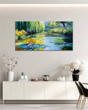 Stefano - Lily Pond at Midday, Antiek en Kunst, Kunst | Schilderijen | Modern