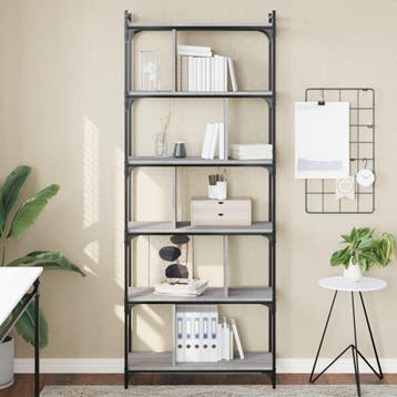 vidaXL Boekenkast 6-laags 76x32x192 cm bewerkt hout grijs, Verzenden