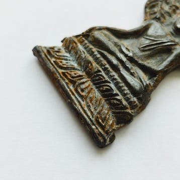 Oud-Indochinese Verguld metaal Zittende Boeddha beeldje,