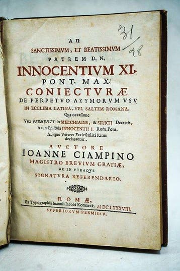 Ioanne Ciampino - Conjecturae de perpetuo azymorum usu in